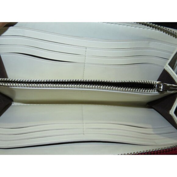 Coach Red Lips White Leather Accordion Zip Around Long Wallet - Picture 5 of 12